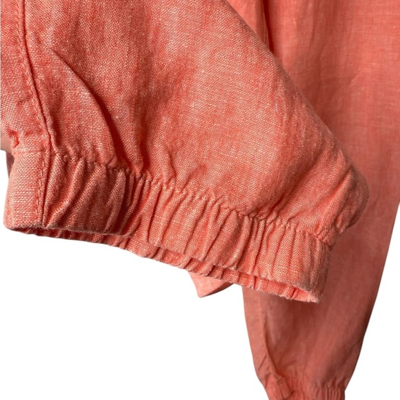 Athleta Retreat Linen Drawstring Waist Joggers Sunset Glow Garden Orange Size 12 - Picture 11 of 16